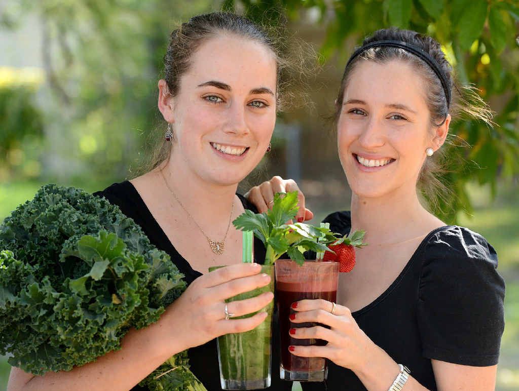 CHEERS TO HEALTH: Serene Bergin (left) and Emily Porter with some juices from Wray Organic Market and Cafe in Ipswich. Wray Organic is one of the stallholders at the Walk Talk Eat event at Robelle Domain in Springfield Central. CHEERS TO HEALTH: Serene Bergin (left) and Emily Porter with some juices from Wray Organic Market and Cafe in Ipswich. Wray Organic is one of the stallholders at the Walk Talk Eat event at Robelle Domain in Springfield Central.