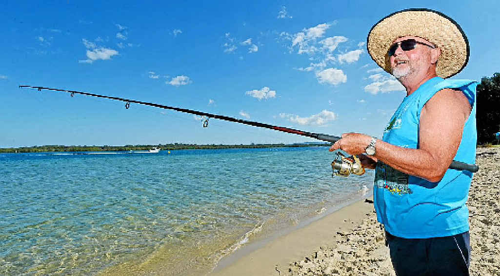 DRY TIMES: Gerry Taylor of Sydney enjoys the warm weather by wetting a line in the Richmond River, Ballina. DRY TIMES: Gerry Taylor of Sydney enjoys the warm weather by wetting a line in the Richmond River, Ballina.