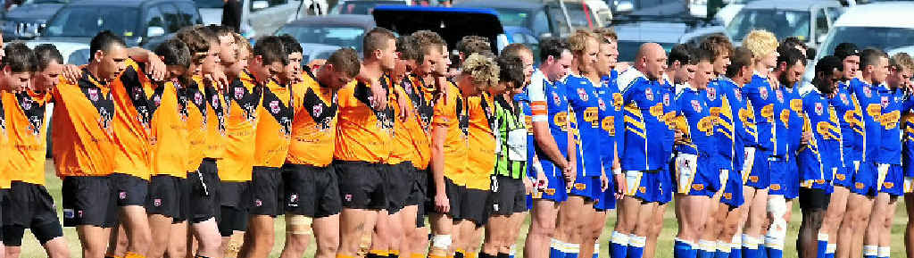 Avondale and Agnes Water line up for the national anthem before the start of the Northern Districts grand final at Gin Gin Sports Ground last Sunday. Avondale and Agnes Water line up for the national anthem before the start of the Northern Districts grand final at Gin Gin Sports Ground last Sunday.