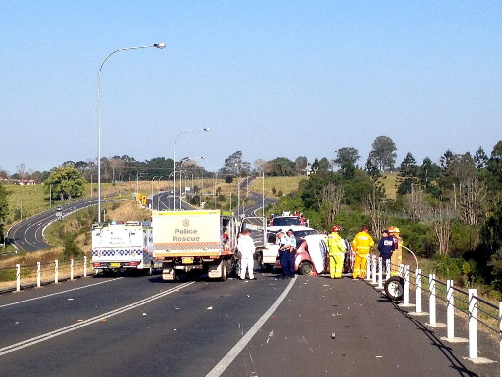 Emergency double fatality on the Bruxner Highway at Wollongbar. Emergency double fatality on the Bruxner Highway at Wollongbar.