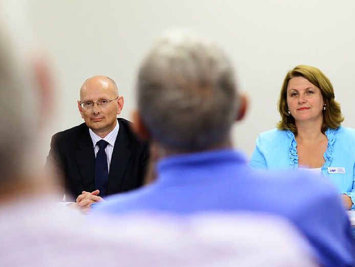 ALL EARS: Candidates for the seat of Blair including Shayne Neumann (Labor and Teresa Harding (LNP) front a forum to explain their defence policies. ALL EARS: Candidates for the seat of Blair including Shayne Neumann (Labor and Teresa Harding (LNP) front a forum to explain their defence policies.