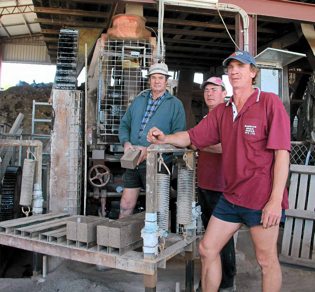 The fifth and sixth generations of the Schnitzerling family hard at work at the Warwick Brickworks.
