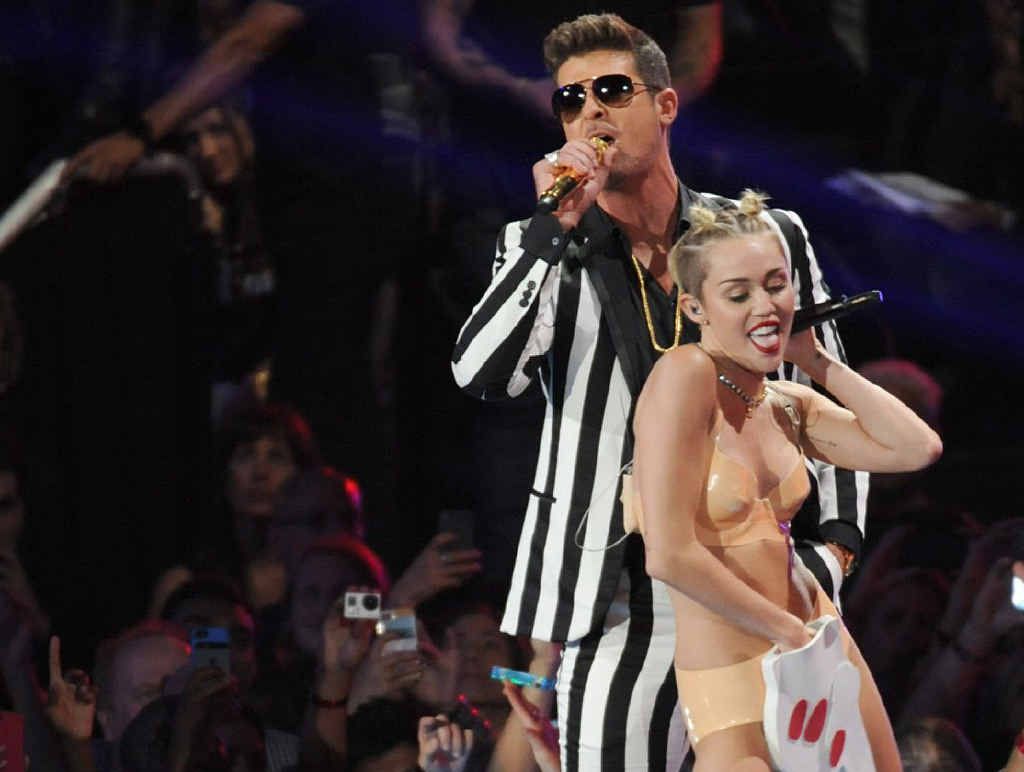 SEXING IT UP: Miley Cyrus performs with Robin Thicke at the MTV Video Music Awards on Sunday in New York. SEXING IT UP: Miley Cyrus performs with Robin Thicke at the MTV Video Music Awards on Sunday in New York.