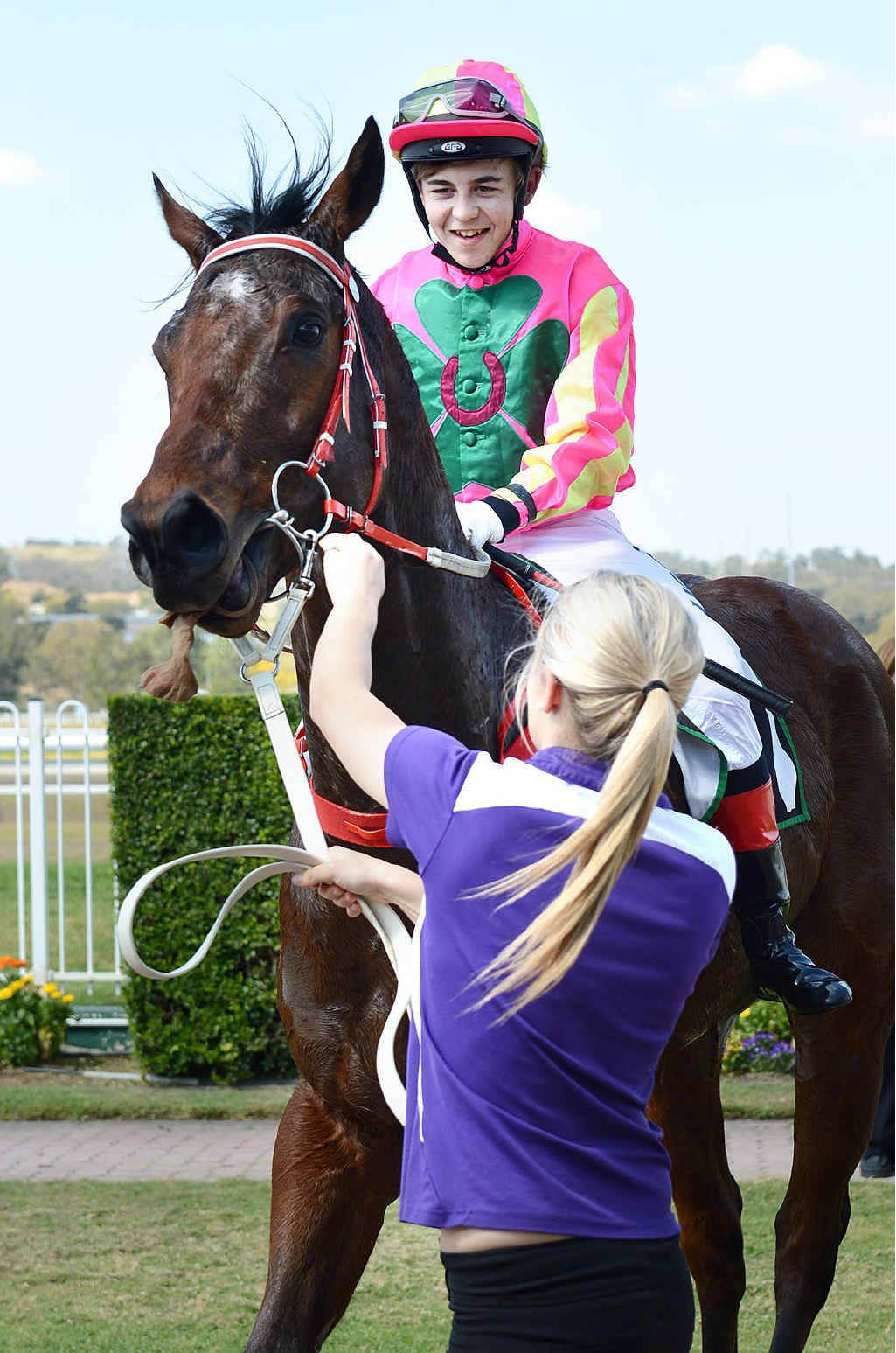 HOT PROSPECT: Red Hot de Lago returns to the winners’ stall after the Swich On Inc Handicap (1000m) at Ipswich racetrack. HOT PROSPECT: Red Hot de Lago returns to the winners’ stall after the Swich On Inc Handicap (1000m) at Ipswich racetrack.