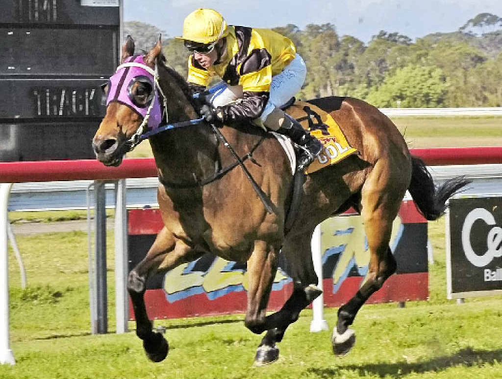 TWO FROM TWO: Jockey Adam Best oversees a conclusive victory for Hidden Rock at the latest Ballina Jockey Club meeting yesterday. TWO FROM TWO: Jockey Adam Best oversees a conclusive victory for Hidden Rock at the latest Ballina Jockey Club meeting yesterday.