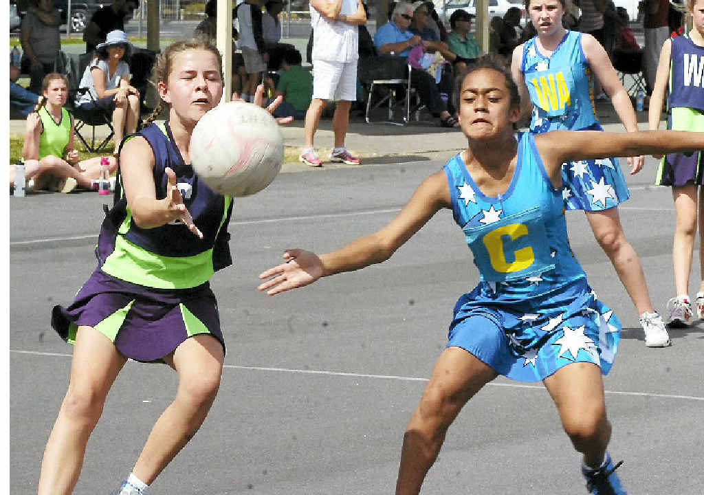 Ashleigh Venn (left) and Jada Williams battle for possession during the latest Lismore Netball Association action. Ashleigh Venn (left) and Jada Williams battle for possession during the latest Lismore Netball Association action.