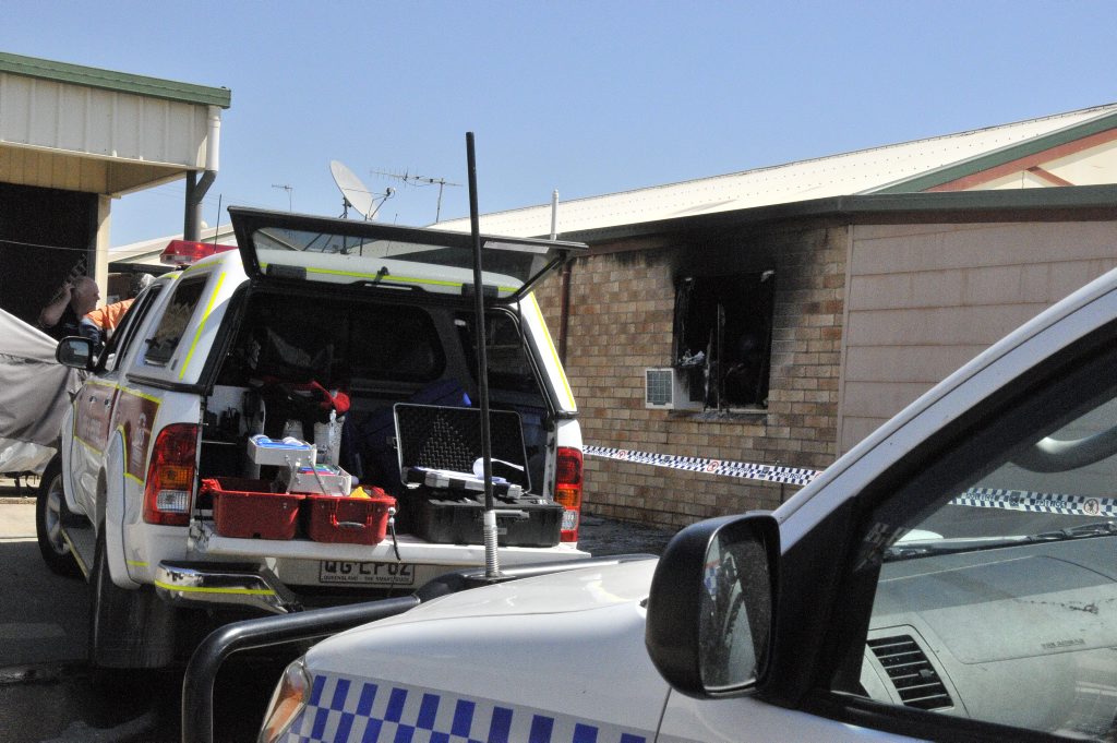 Queensland Fire and Rescue Service and Police investigate the cause of a fire at Palm Lodge single men's accommodation in Off St, Gladstone. Queensland Fire and Rescue Service and Police investigate the cause of a fire at Palm Lodge single men's accommodation in Off St, Gladstone.