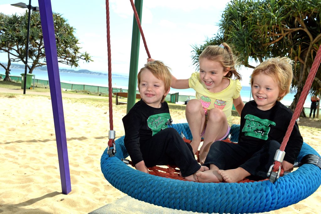 Duke age 2, Ruby 4 and Sonny Flynn age 2 at the park in Coolangatta. Duke age 2, Ruby 4 and Sonny Flynn age 2 at the park in Coolangatta.