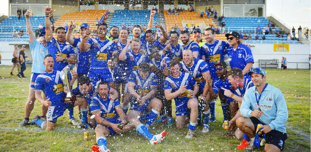 Valleys celebrate their Gladstone Rugby League A-grade grand final victory at Marley Brown Oval, Gladstone. Valleys celebrate their Gladstone Rugby League A-grade grand final victory at Marley Brown Oval, Gladstone.