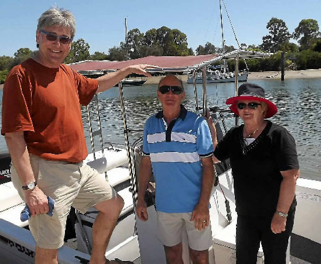 WELCOME NEWS: Marine scientist Callum Roberts with Geoff Bonney and Gladstone Conservation Council’s Cheryl Watson. WELCOME NEWS: Marine scientist Callum Roberts with Geoff Bonney and Gladstone Conservation Council’s Cheryl Watson.