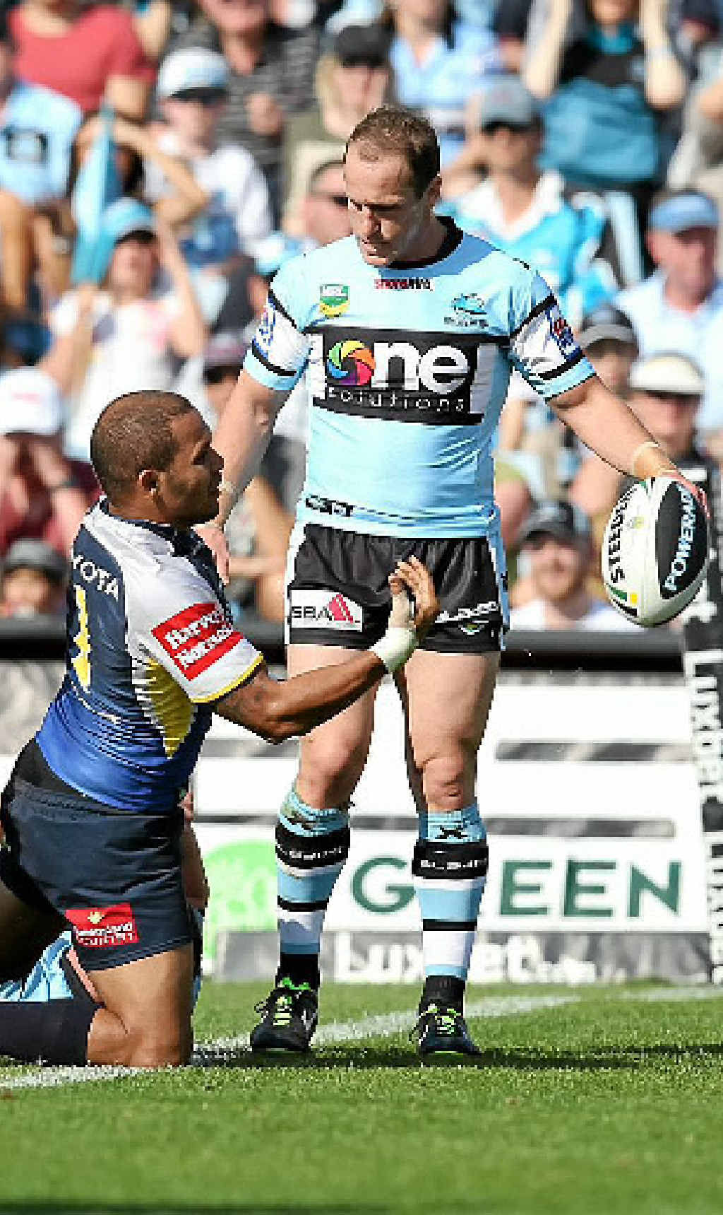 TRY TIME: North Queensland Cowboys star Matt Bowen celebrates a try in his side’s win against the Sharks. TRY TIME: North Queensland Cowboys star Matt Bowen celebrates a try in his side’s win against the Sharks.