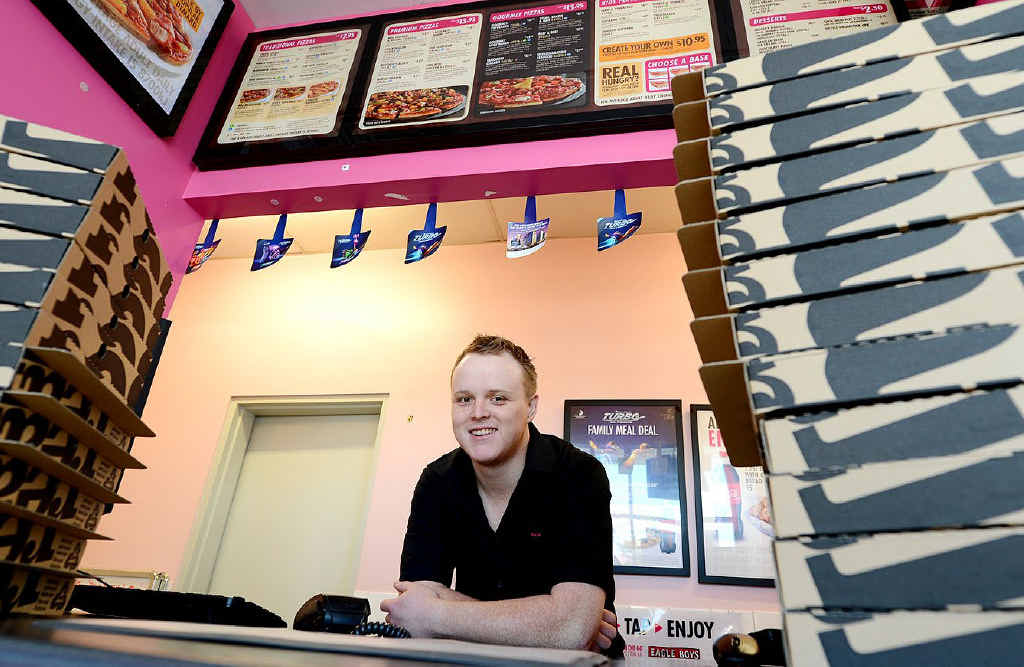 MAN IN CHARGE: Franchisee Jessee Heilbronn at his Eagle Boys North Ipswich store. MAN IN CHARGE: Franchisee Jessee Heilbronn at his Eagle Boys North Ipswich store.