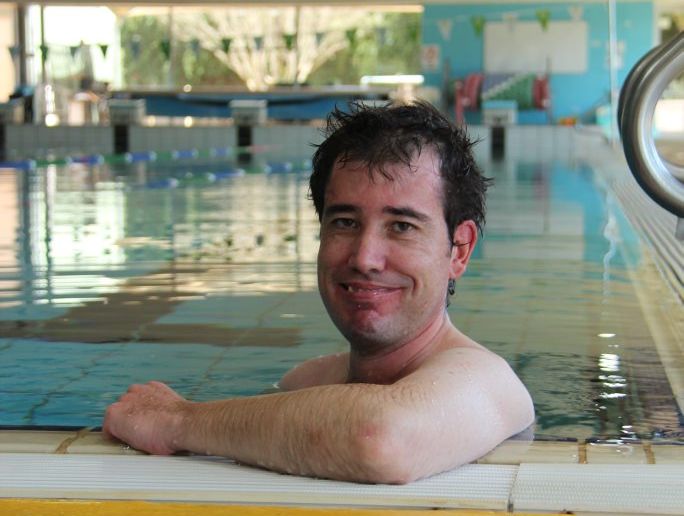 Despite only taking to the pool for the first time in his life 12 months ago Andrew Mauch, who has spina bifida, is set to take part in the swim-a-thon next week to raise money for people with disabilities. Despite only taking to the pool for the first time in his life 12 months ago Andrew Mauch, who has spina bifida, is set to take part in the swim-a-thon next week to raise money for people with disabilities.