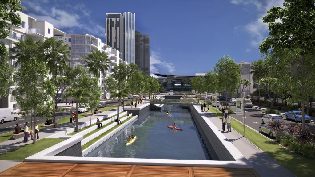 Waterways feature heavily in the new city centre vision. Waterways feature heavily in the new city centre vision.