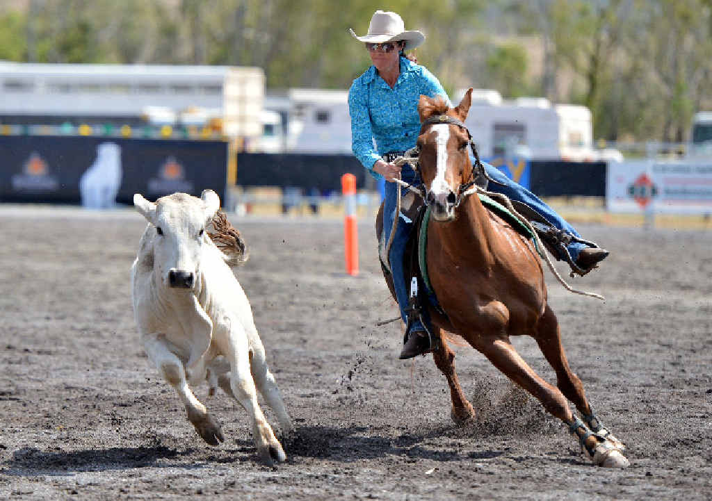 DAY ONE: Kay Radke rides Jazz in the Ladies Draft on day one of the ACA National Finals. DAY ONE: Kay Radke rides Jazz in the Ladies Draft on day one of the ACA National Finals.