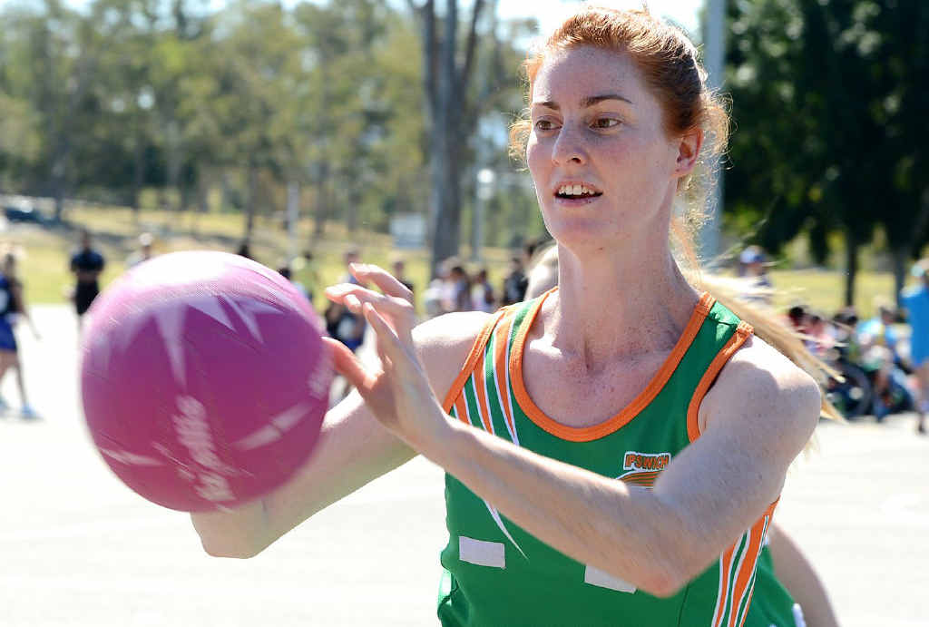 PRETTY PUMPED: Ipswich Flyers goal attack Liz Hales. PRETTY PUMPED: Ipswich Flyers goal attack Liz Hales.