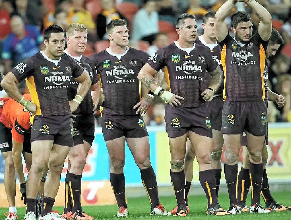 IF LOOKS COULD KILL: The Brisbane Broncos wait for a try conversion during their round-25 NRL clash with the Newcastle Knights at Suncorp Stadium last Friday night. IF LOOKS COULD KILL: The Brisbane Broncos wait for a try conversion during their round-25 NRL clash with the Newcastle Knights at Suncorp Stadium last Friday night.