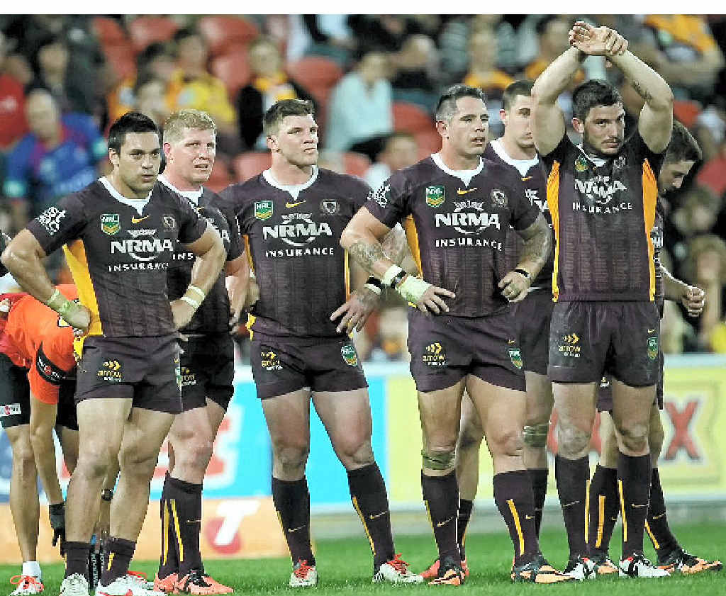 IF LOOKS COULD KILL: The Brisbane Broncos wait for a try conversion during their round-25 NRL clash with the Newcastle Knights at Suncorp Stadium last Friday night. IF LOOKS COULD KILL: The Brisbane Broncos wait for a try conversion during their round-25 NRL clash with the Newcastle Knights at Suncorp Stadium last Friday night.