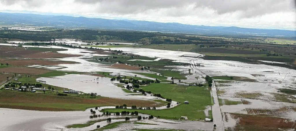 The Killarney-Warwick Rd during the January floods.