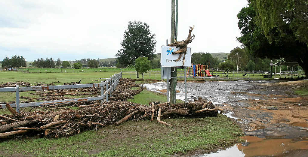 The flood scene outside the Killarney Polocrosse Club grounds in January.