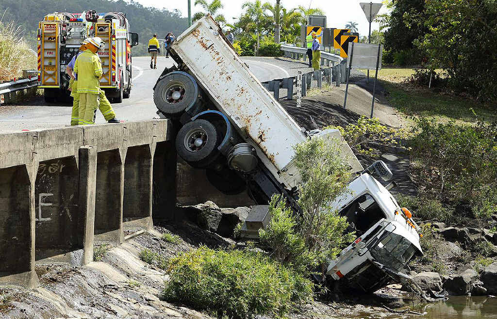 CRASH: A man was transported to Mackay Base Hospital after the truck he was in plunged into Reliance Creek, Habana. CRASH: A man was transported to Mackay Base Hospital after the truck he was in plunged into Reliance Creek, Habana.