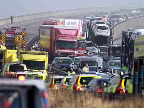 The scene on the London bound carriageway of the Sheppey Bridge Crossing near Sheerness in Kent following a multi vehicle collision earlier this morning The scene on the London bound carriageway of the Sheppey Bridge Crossing near Sheerness in Kent following a multi vehicle collision earlier this morning