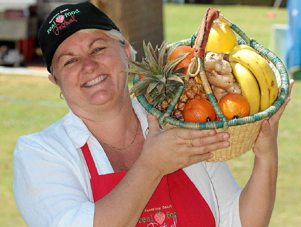 BASKET CASE: Sunshine Coast Real Food Festival director Julie Shelton proves her point about the excellence of local produce. BASKET CASE: Sunshine Coast Real Food Festival director Julie Shelton proves her point about the excellence of local produce.