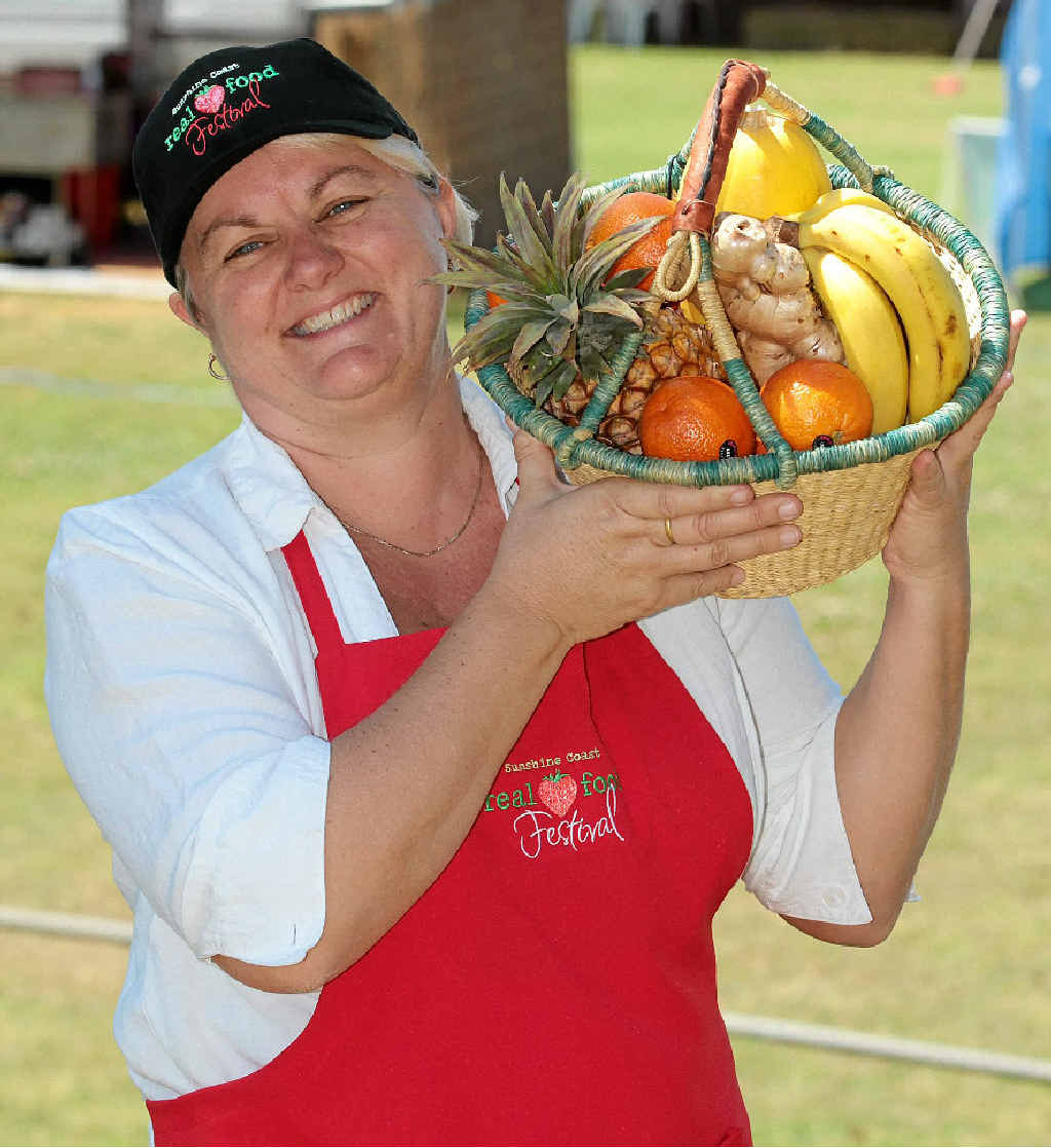 BASKET CASE: Sunshine Coast Real Food Festival director Julie Shelton proves her point about the excellence of local produce. BASKET CASE: Sunshine Coast Real Food Festival director Julie Shelton proves her point about the excellence of local produce.