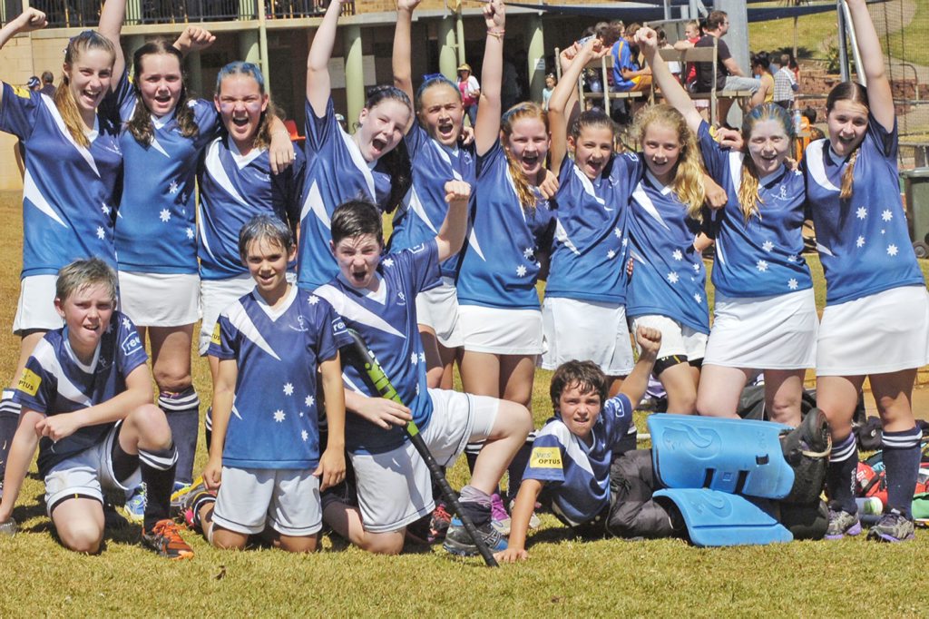Party time for Coraki after taking the FNC Junior Hockey under-13 grand final in a close match against Ballina. Photo Stuart Turner / The Northern Star Party time for Coraki after taking the FNC Junior Hockey under-13 grand final in a close match against Ballina. Photo Stuart Turner / The Northern Star