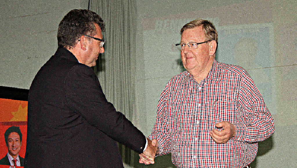 Paul Neville, right, has stepped away from the seat of Hinkler to retire. The LNP chose Keith Pitt, left, to contest the seat. Last night the LNP was leading with the ALP’s Leanne Donaldson, top right, and the PUP’s Rob Messenger, bottom right, in second and third position respectively. Paul Neville, right, has stepped away from the seat of Hinkler to retire. The LNP chose Keith Pitt, left, to contest the seat. Last night the LNP was leading with the ALP’s Leanne Donaldson, top right, and the PUP’s Rob Messenger, bottom right, in second and third position respectively.