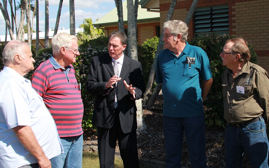 Fraser Coast Mayor Gerard O’Connell has handed over a donation from the Mayor’s Community Benefit Fund to members of the Burrum District Community Men's Shed Michael Park, president Terry Newman, John Laffin and Terry Williams. Fraser Coast Mayor Gerard O’Connell has handed over a donation from the Mayor’s Community Benefit Fund to members of the Burrum District Community Men's Shed Michael Park, president Terry Newman, John Laffin and Terry Williams.
