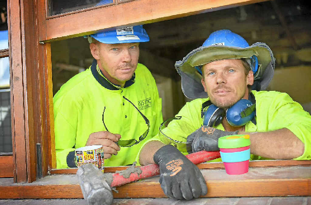 UNDER CONSTRUCTION: MCD Contractors Paul McDowall and Dave Young are demolishing part of the Grand Hotel Gladstone to make way for new eateries. UNDER CONSTRUCTION: MCD Contractors Paul McDowall and Dave Young are demolishing part of the Grand Hotel Gladstone to make way for new eateries.