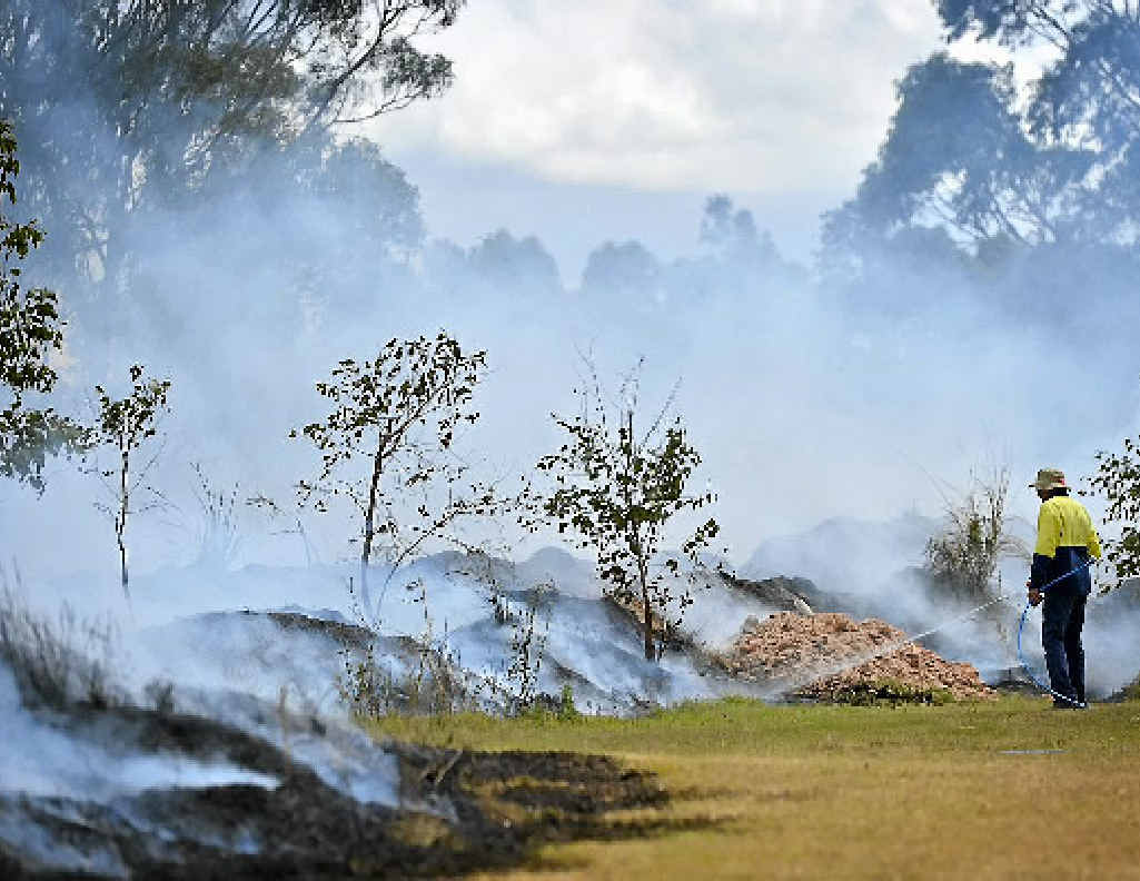 Gladstone regional council workers conduct controlled burns at Bulgwyn Park. Gladstone regional council workers conduct controlled burns at Bulgwyn Park.