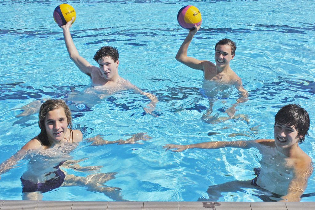 IN TRAINING: Preparing to make a splash at the forthcoming national junior water polo competition in Melbourne are (clockwise from top right): Max Dostine, Jono Cusack, Sam Stanek and Luke Danaher. IN TRAINING: Preparing to make a splash at the forthcoming national junior water polo competition in Melbourne are (clockwise from top right): Max Dostine, Jono Cusack, Sam Stanek and Luke Danaher.