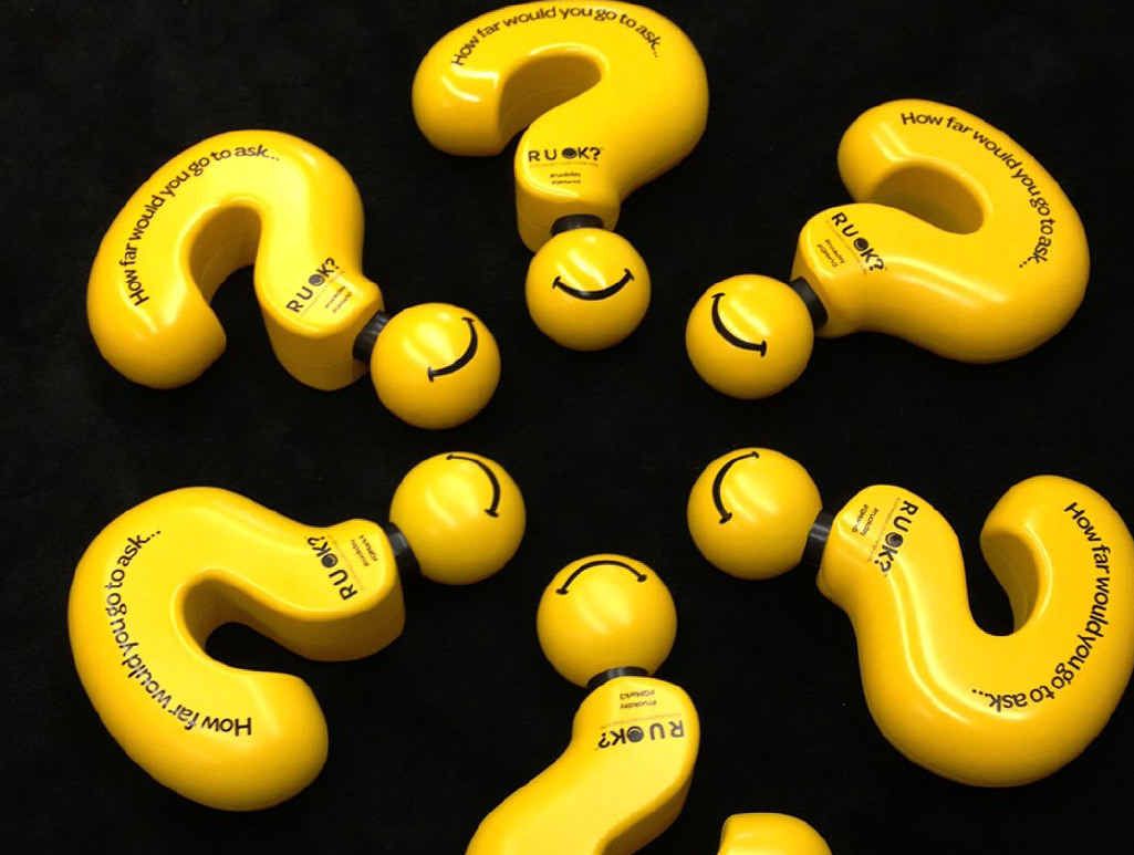 ASKING QUESTIONS: Yellow question marks arrive in Gladstone as part of national campaign. ASKING QUESTIONS: Yellow question marks arrive in Gladstone as part of national campaign.
