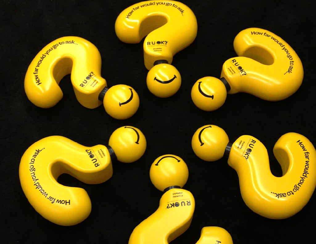 ASKING QUESTIONS: Yellow question marks arrive in Gladstone as part of national campaign. ASKING QUESTIONS: Yellow question marks arrive in Gladstone as part of national campaign.