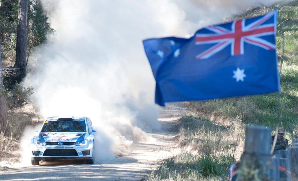 Volkswagen driver and World Rally Championship leader Sebastien Ogier finds his feet on Australian conditions. Volkswagen driver and World Rally Championship leader Sebastien Ogier finds his feet on Australian conditions.
