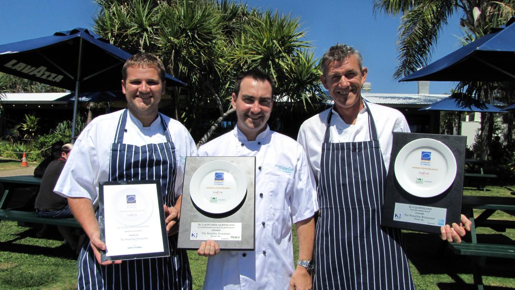 The Waterline Restaurant's chef Jacob Saunders, executive chef Matt Smith and chef Phil Scott with their awards. Photo Contributed The Waterline Restaurant's chef Jacob Saunders, executive chef Matt Smith and chef Phil Scott with their awards. Photo Contributed