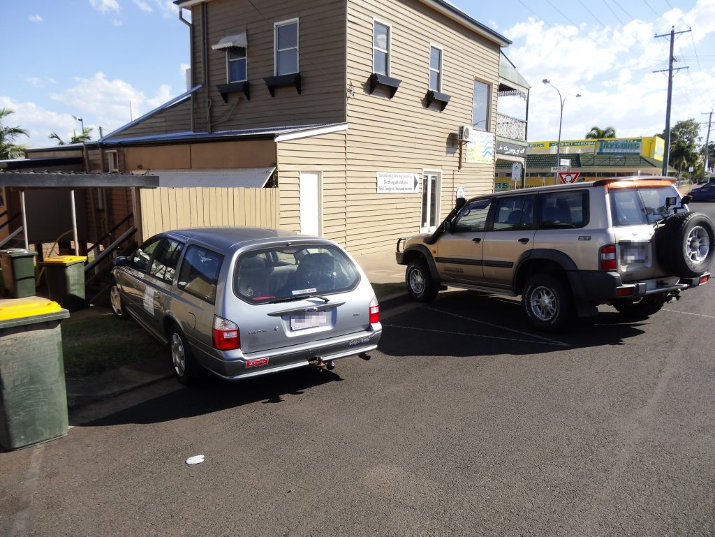 AS I parked in the council owned car park, next to B-Mart, in Richmond Street, Maryborough, I noticed that the cars next to mine, had a white chalk mark on them.