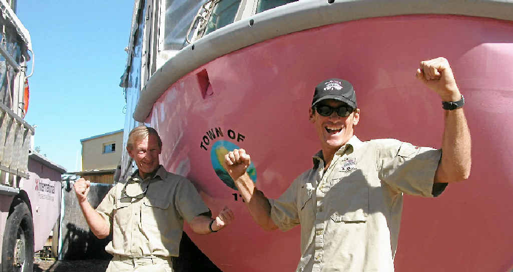 LOVING IT: Neil Mergard, right, and his team, Dave Legg, left, reckon they’ve got the best jobs IN THE WORLD! And part of the LARC team is Neil’s kids Isabella and Asher. LOVING IT: Neil Mergard, right, and his team, Dave Legg, left, reckon they’ve got the best jobs IN THE WORLD! And part of the LARC team is Neil’s kids Isabella and Asher.