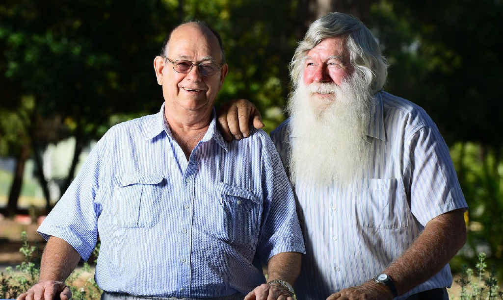 FAMILY GATHERING: Brothers Ron (left) and Lex McCoombes are looking forward to holding a family reunion at Lobley Park, Churchill, later this month and are hoping to find the missing links in their family tree. FAMILY GATHERING: Brothers Ron (left) and Lex McCoombes are looking forward to holding a family reunion at Lobley Park, Churchill, later this month and are hoping to find the missing links in their family tree.