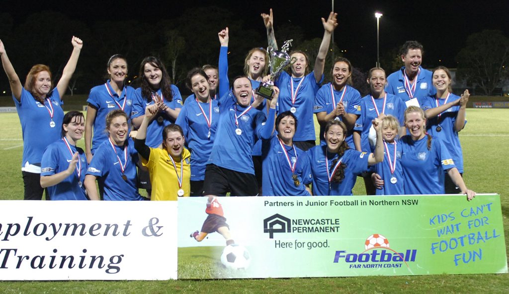 Celebration time for Bangalow Bluedogs after claiming the 2013 Football FNC women's premier division title. Photo Stuart Turner / The Northern Star Celebration time for Bangalow Bluedogs after claiming the 2013 Football FNC women's premier division title. Photo Stuart Turner / The Northern Star