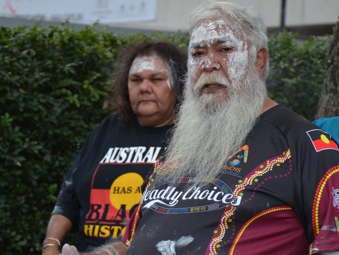 Bob Weatherall - who has been instrumental in the repatriation process. The Kamilaroi traditional owners of south west Queensland and border regions are conduct their Wun.ga-li walaaybaa nhama maran (return home of our ancestors). This ceremony took place at the Queensland Museum in Brisbane after the ancestors were handed back. The ancestors are in boxes beneath the flag. Photo Rae Wilson / Newsdesk Bob Weatherall - who has been instrumental in the repatriation process. The Kamilaroi traditional owners of south west Queensland and border regions are conduct their Wun.ga-li walaaybaa nhama maran (return home of our ancestors). This ceremony took place at the Queensland Museum in Brisbane after the ancestors were handed back. The ancestors are in boxes beneath the flag. Photo Rae Wilson / Newsdesk