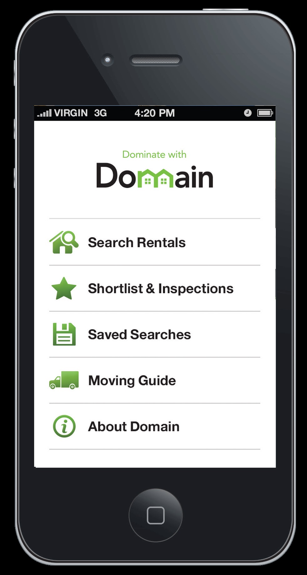 The new Domain rent app. The new Domain rent app.