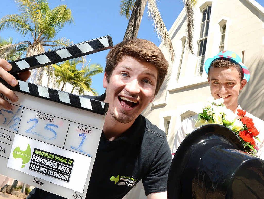 ACTING UP: Patrick Dwyer, an instructor for the Australian School of Performing Arts, Film and Television to be established in Ipswich with Ipswich Grammar School drama captain John Massey. ACTING UP: Patrick Dwyer, an instructor for the Australian School of Performing Arts, Film and Television to be established in Ipswich with Ipswich Grammar School drama captain John Massey.