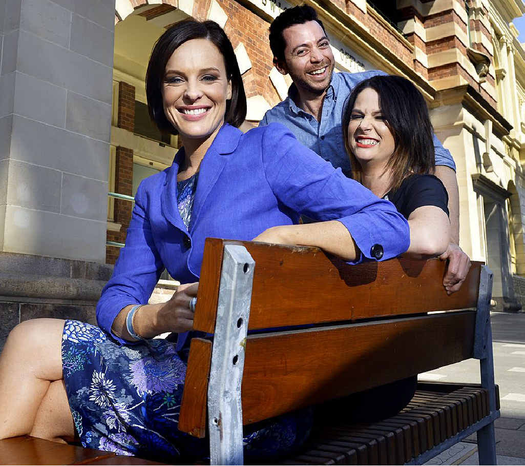 GOOD MORNING IPSWICH: Natarsha Belling, Natasha Exelby and James Mathison on Brisbane St in the CBD. The presenters of Channel 10’s new breakfast show Wake Up hung out in Ipswich yesterday. GOOD MORNING IPSWICH: Natarsha Belling, Natasha Exelby and James Mathison on Brisbane St in the CBD. The presenters of Channel 10’s new breakfast show Wake Up hung out in Ipswich yesterday.