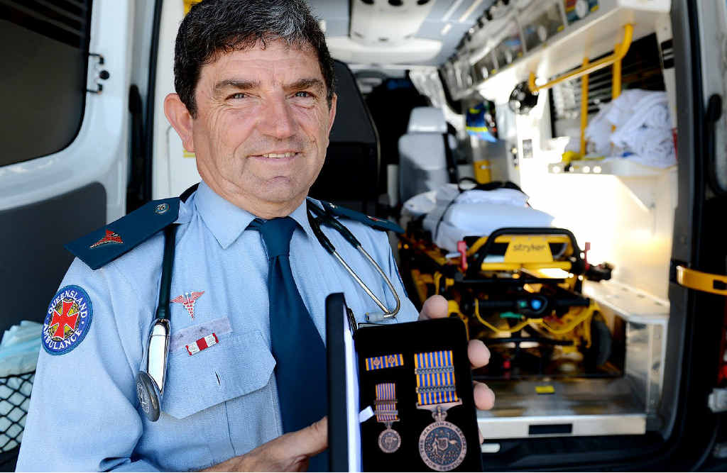 JOB WELL DONE: Paramedic John Strasser has been awarded the 35 Year National Medal for his service to the Queensland Ambulance Service. JOB WELL DONE: Paramedic John Strasser has been awarded the 35 Year National Medal for his service to the Queensland Ambulance Service.