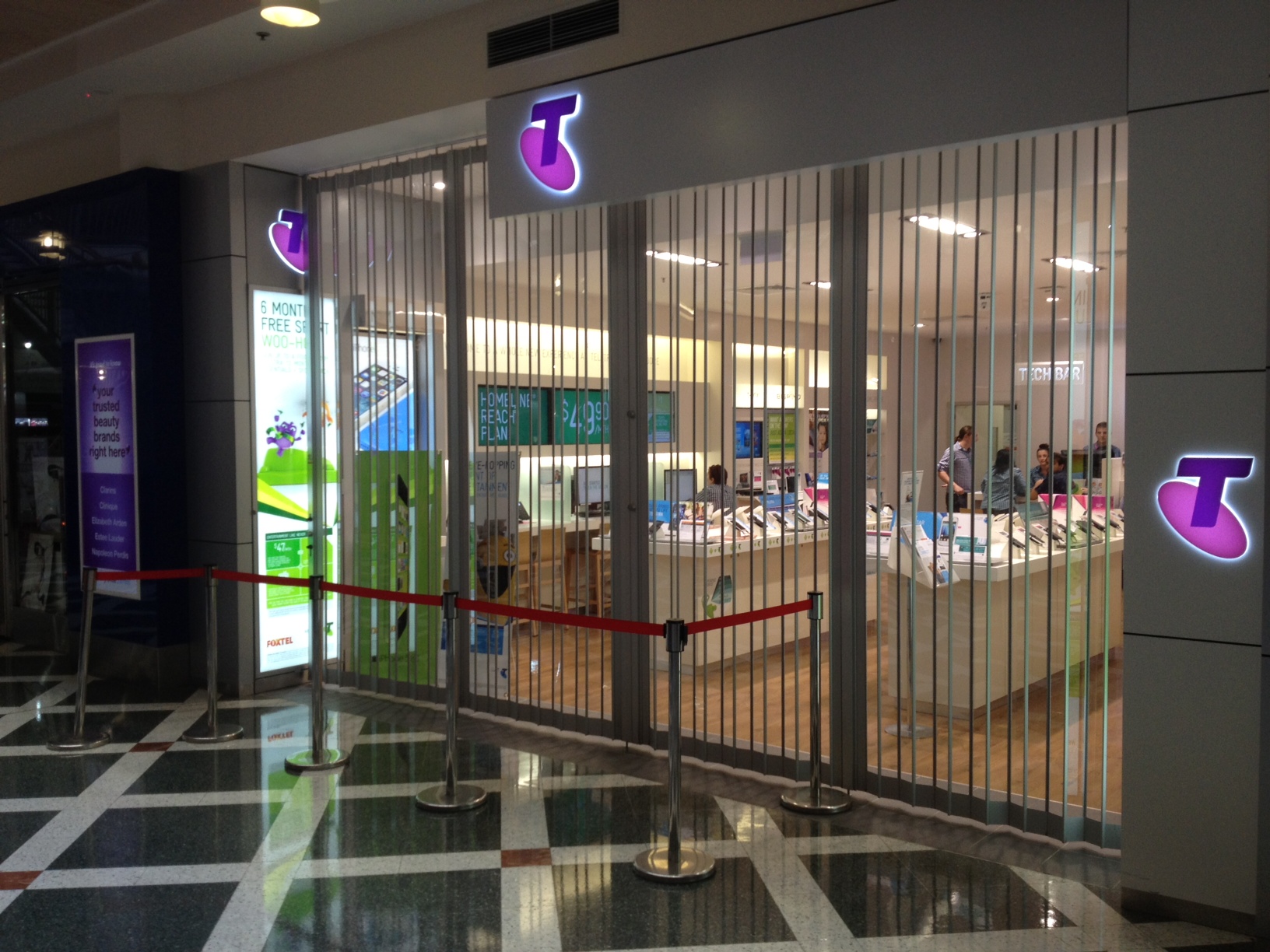 The deceivingly empty entrance to a Sunshine Coast Telstra store before closing time. The deceivingly empty entrance to a Sunshine Coast Telstra store before closing time.