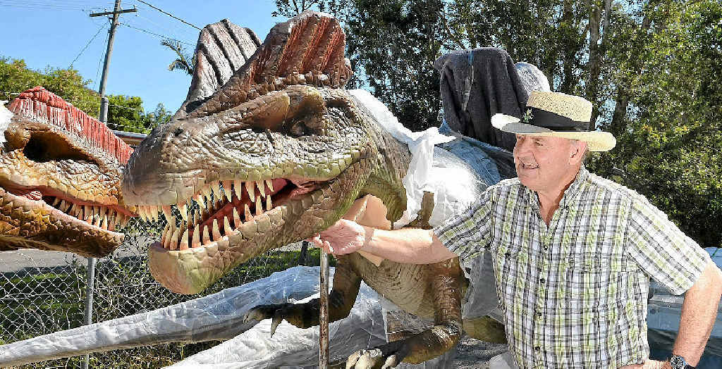 NEW ADDITIONS: Palmer Coolum Resort general manager Bill Schoch welcomes the arrival of the new dinosaurs for the resort. NEW ADDITIONS: Palmer Coolum Resort general manager Bill Schoch welcomes the arrival of the new dinosaurs for the resort.