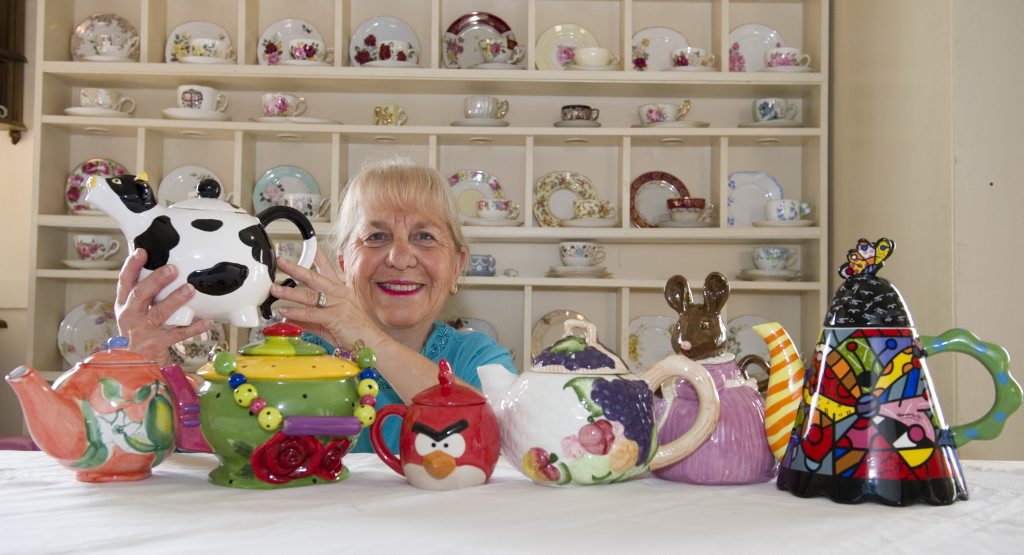 Image for sale: Carnival of Flowers 2013 Kay Hartmann prepares for the Carnival Teapot Extravaganza at the St Alban*s Hall, Thursday, September 19, 2013. Photo Kevin Farmer / The Chronicle